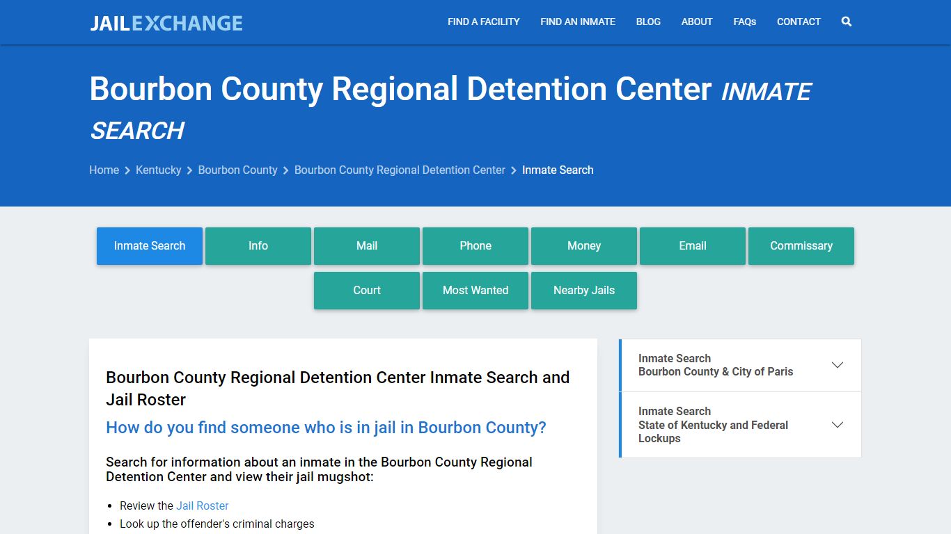 Bourbon County Regional Detention Center Inmate Search